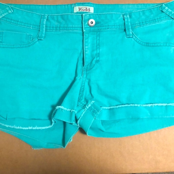 MUDD Teal Green Blue Womens Shorts Juniors Size 15 - Picture 4 of 7